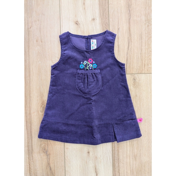Y2K Vintage Please Mum Purple Corduroy Dress with Floral Embroidery - Picture 1 of 4